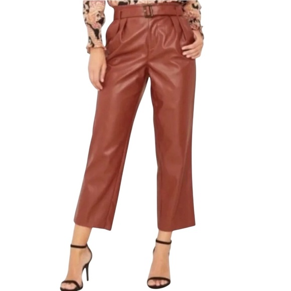 Who What Wear | Deep Red Faux Leather Pants - Picture 1 of 7